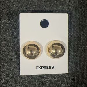 Gold Button Stud Earrings